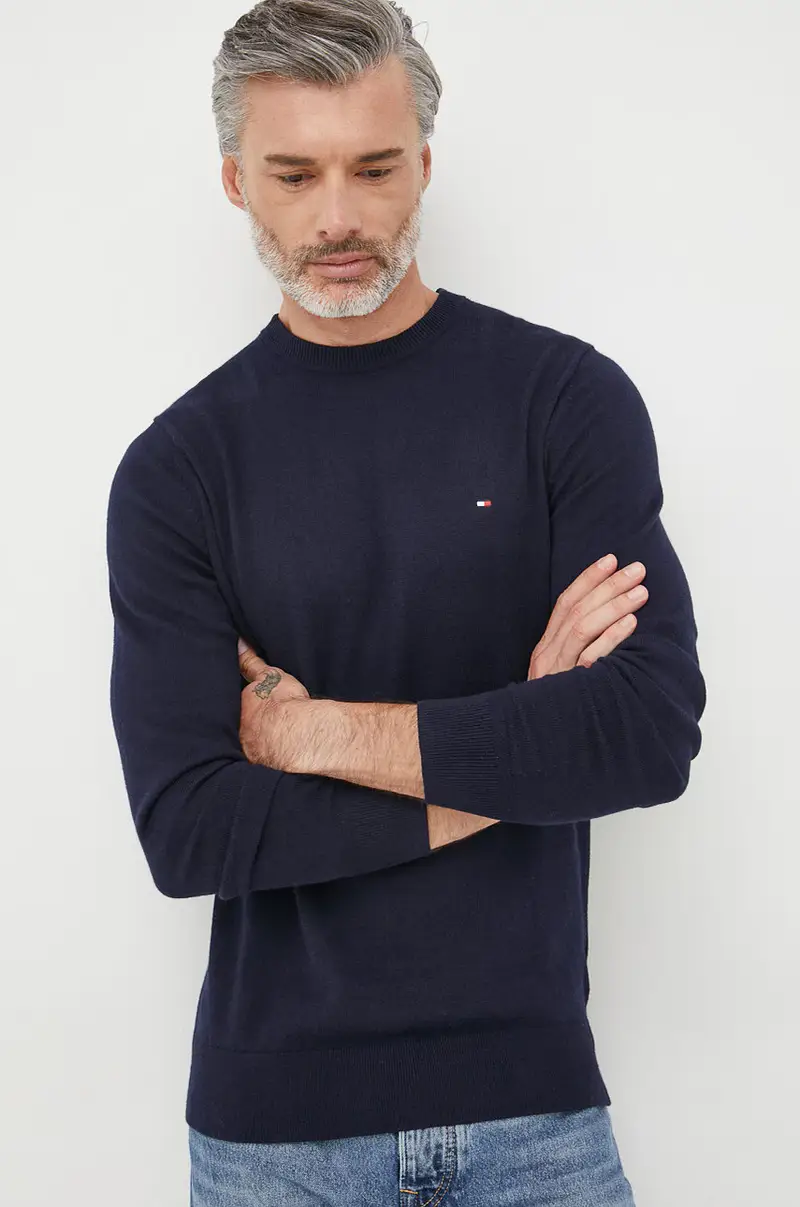 maglione con aggiunta di cachemire uomo Blu navy miniatura 3