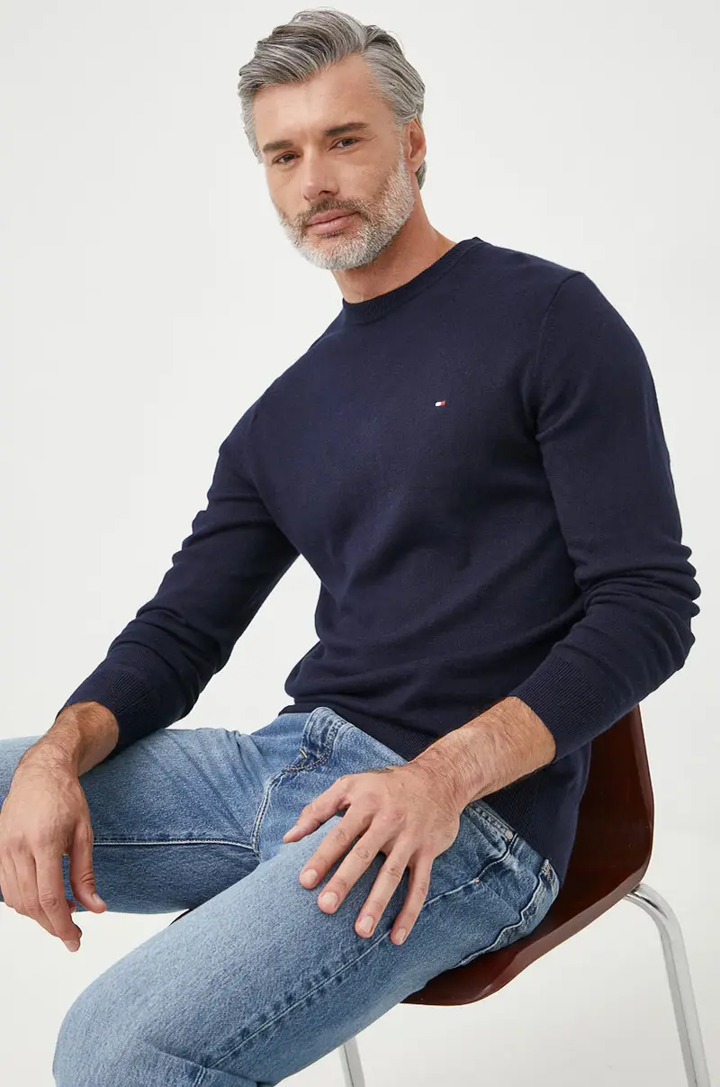 maglione con aggiunta di cachemire uomo Blu navy