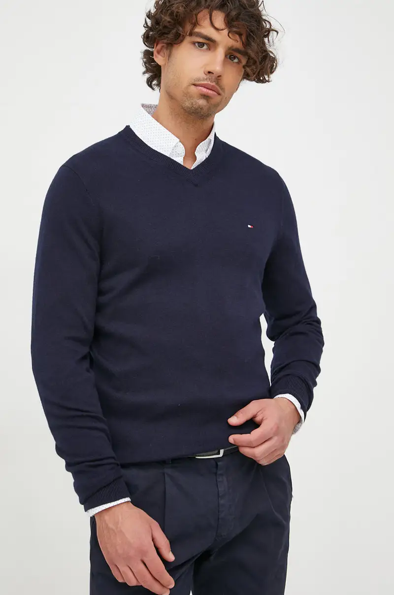 maglione con aggiunta di cachemire uomo Blu navy