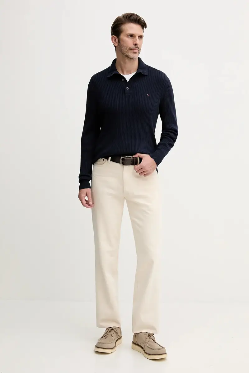 maglione con aggiunta di cachemire uomo colore blu navy MW0MW40447 miniatura 2