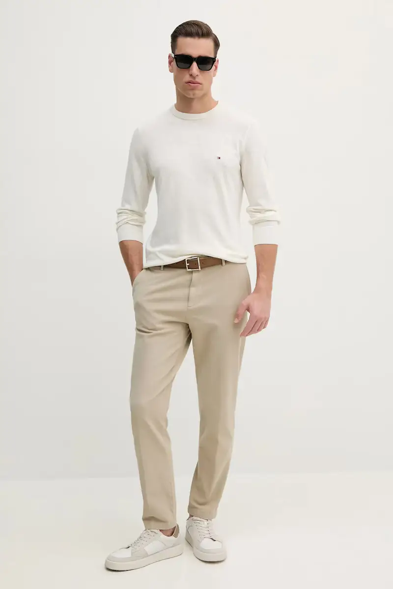 maglione con aggiunta di lino uomo colore beige MW0MW38603 miniatura 2