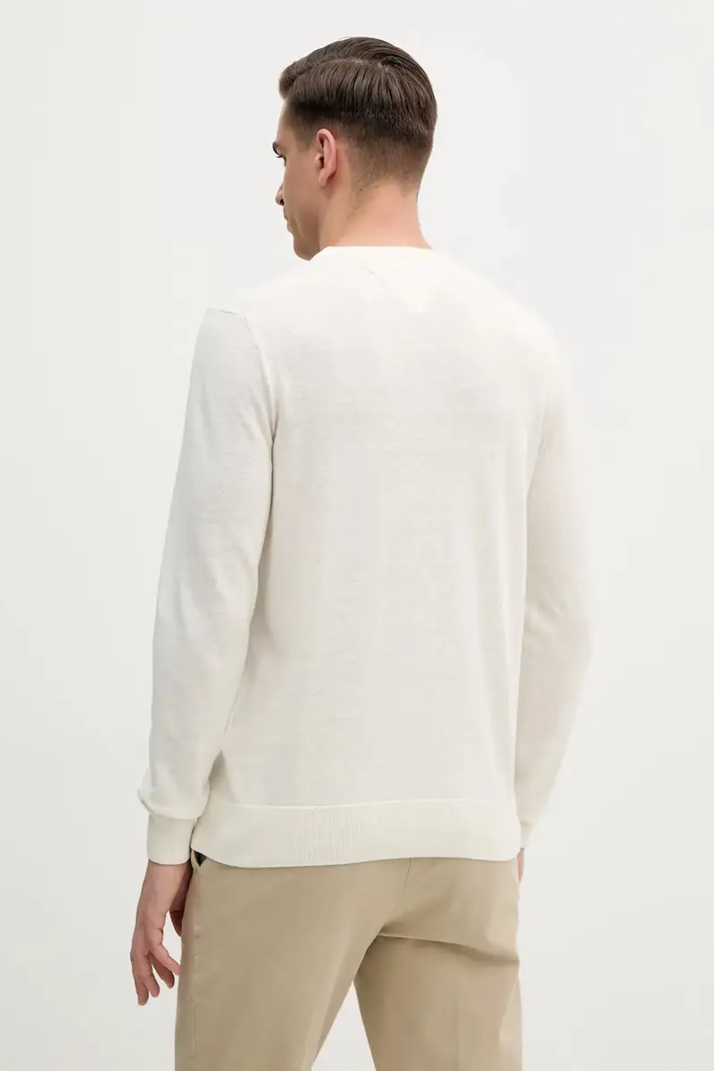 maglione con aggiunta di lino uomo colore beige MW0MW38603 miniatura 3