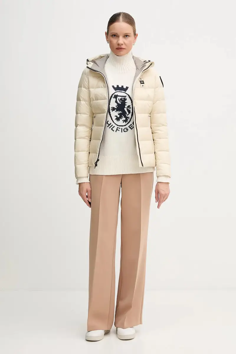 maglione con lana colore beige WW0WW46434 miniatura 2