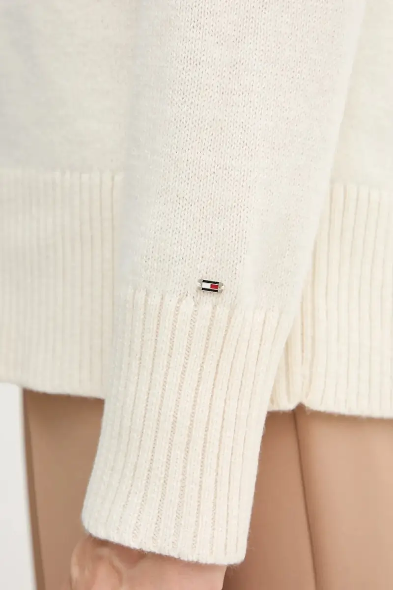 maglione con lana colore beige WW0WW46434 miniatura 5