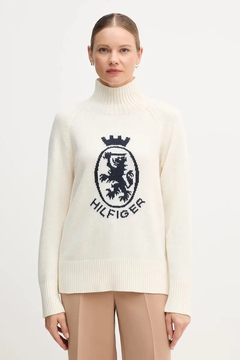 maglione con lana colore beige WW0WW46434