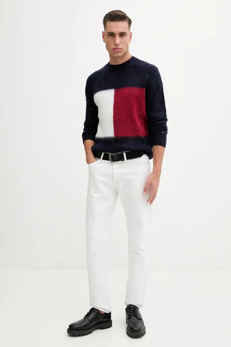 maglione con lana colore blu navy MW0MW41322 miniatura 2