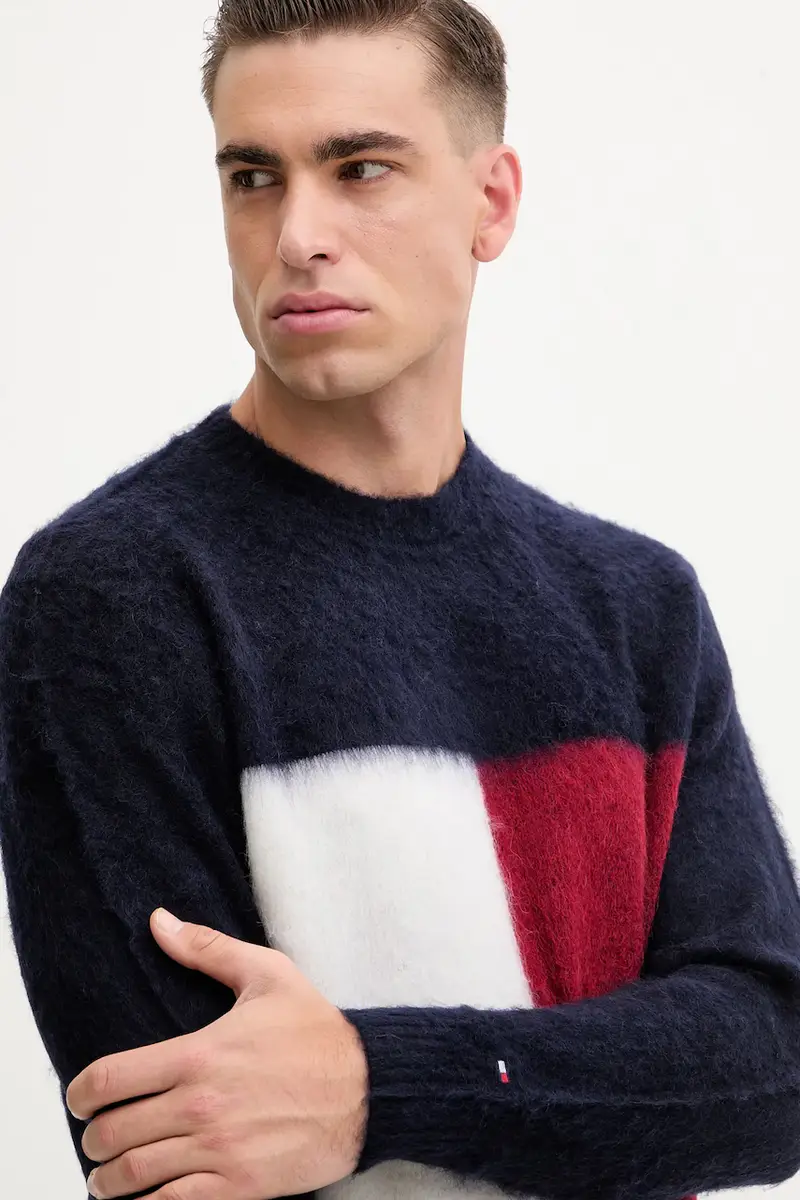 maglione con lana colore blu navy MW0MW41322 miniatura 4