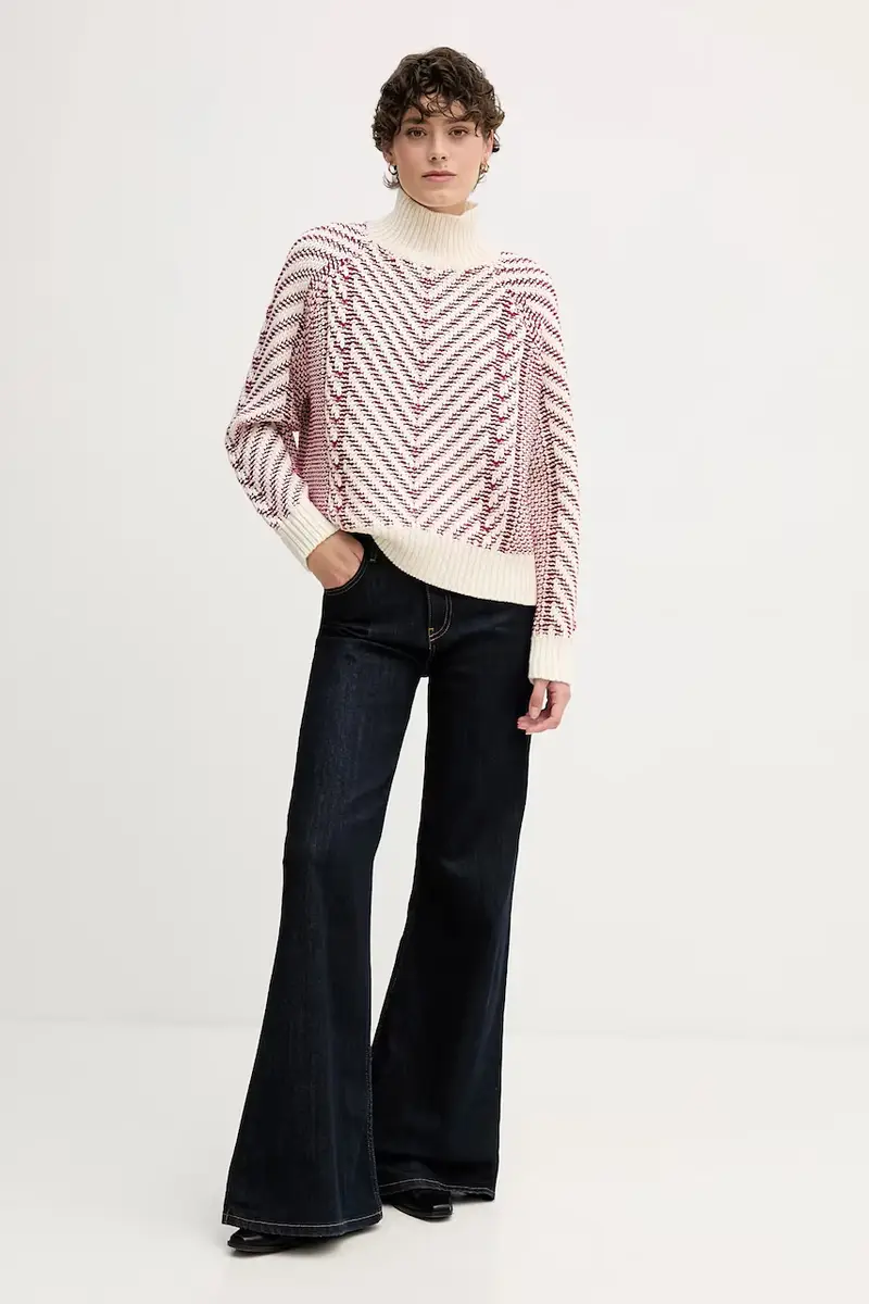 maglione con lana colore rosso WW0WW46410 miniatura 2