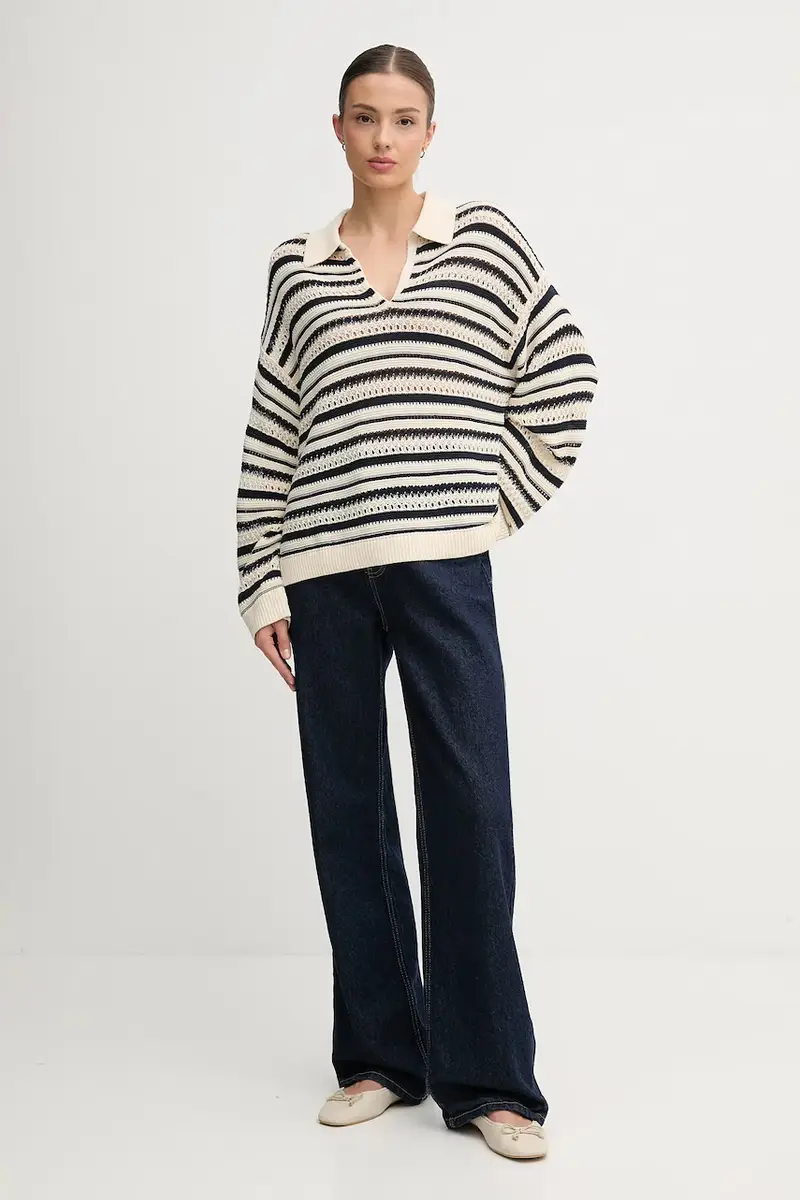 maglione donna colore beige WW0WW46524 miniatura 2