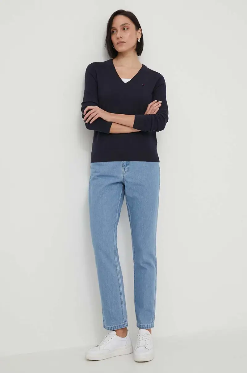 maglione donna colore blu navy miniatura 2