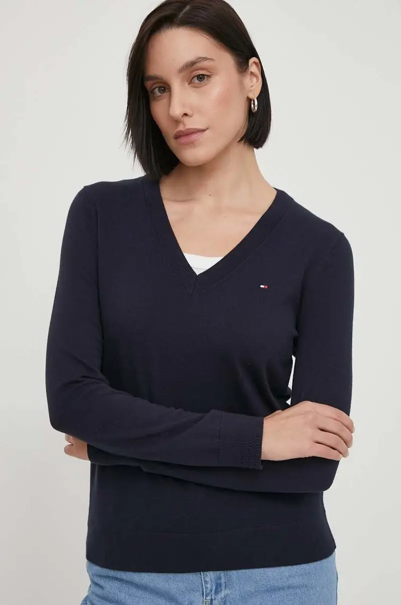 maglione donna colore blu navy miniatura 4