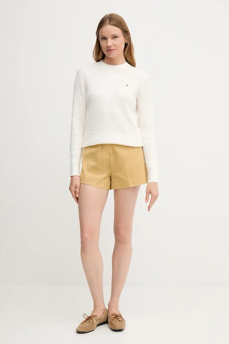 maglione in cotone colore beige WW0WW44993 miniatura 2