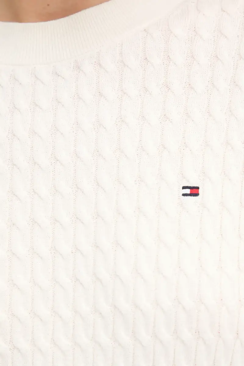 maglione in cotone colore beige WW0WW44993 miniatura 5