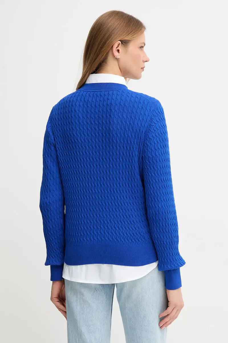 maglione in cotone colore beige WW0WW44993 Blu miniatura 3