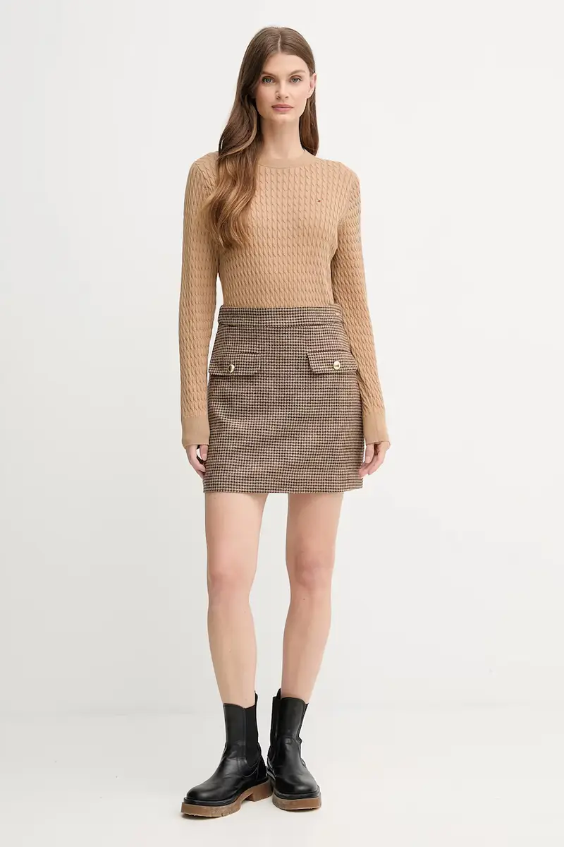 maglione in cotone colore beige WW0WW44993 Verde miniatura 2