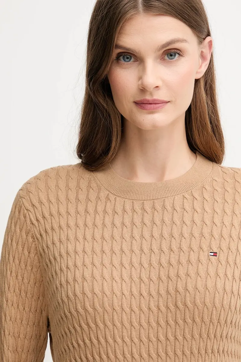 maglione in cotone colore beige WW0WW44993 Verde miniatura 4