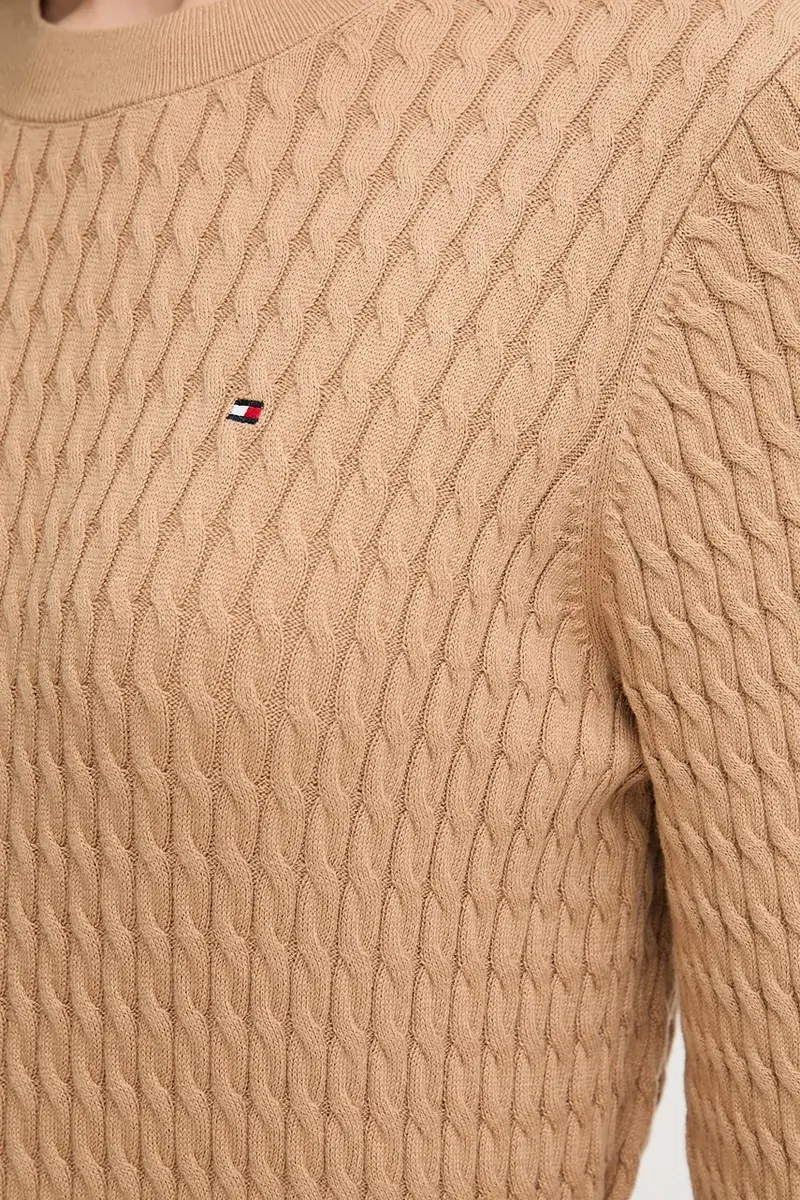 maglione in cotone colore beige WW0WW44993 Verde miniatura 5