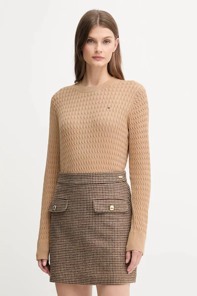 maglione in cotone colore beige WW0WW44993 Verde