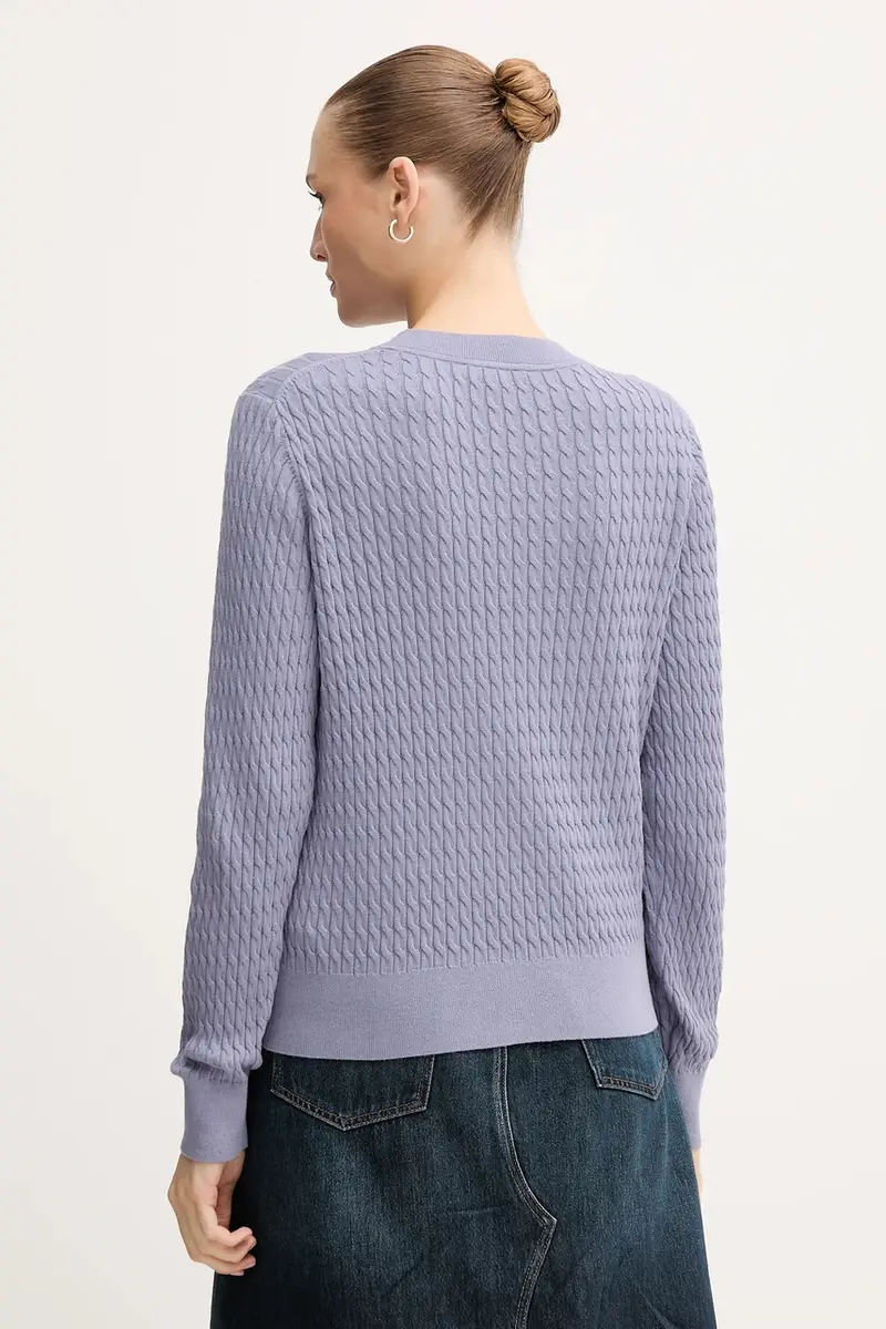 maglione in cotone colore beige WW0WW44993 Violetto miniatura 3