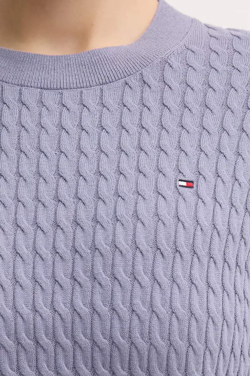 maglione in cotone colore beige WW0WW44993 Violetto miniatura 5