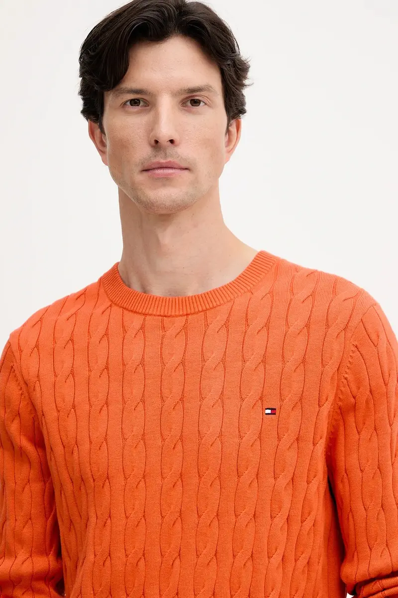 maglione in cotone colore bianco MW0MW33132 Arancione miniatura 4