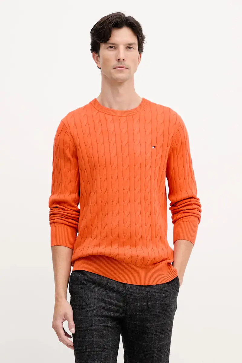 maglione in cotone colore bianco MW0MW33132 Arancione