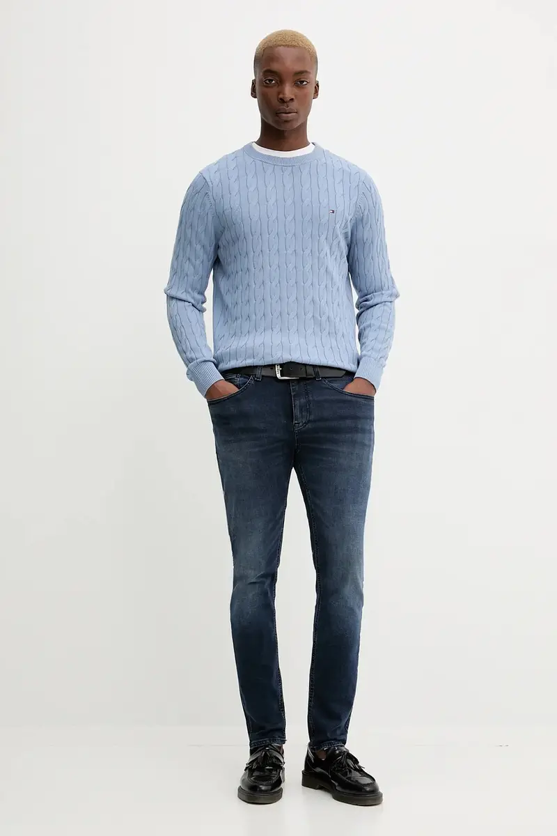 maglione in cotone colore bianco MW0MW33132 Blu miniatura 2