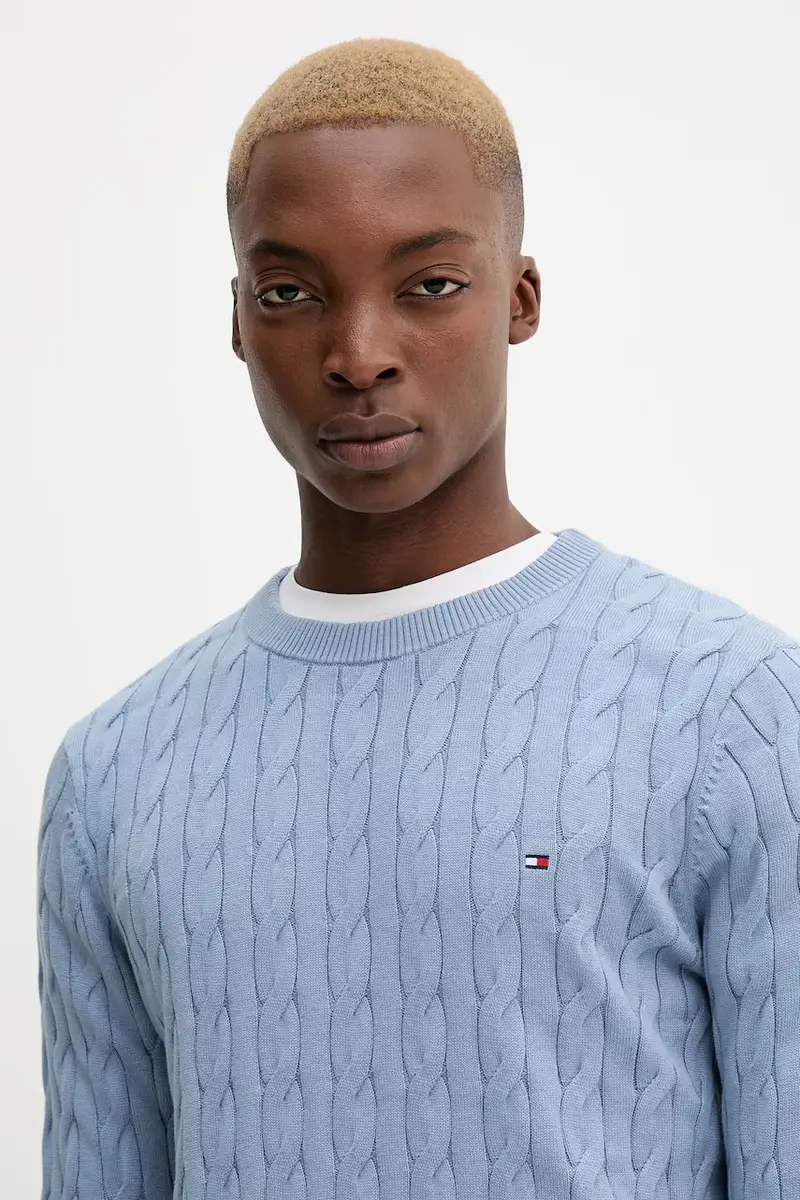 maglione in cotone colore bianco MW0MW33132 Blu miniatura 4