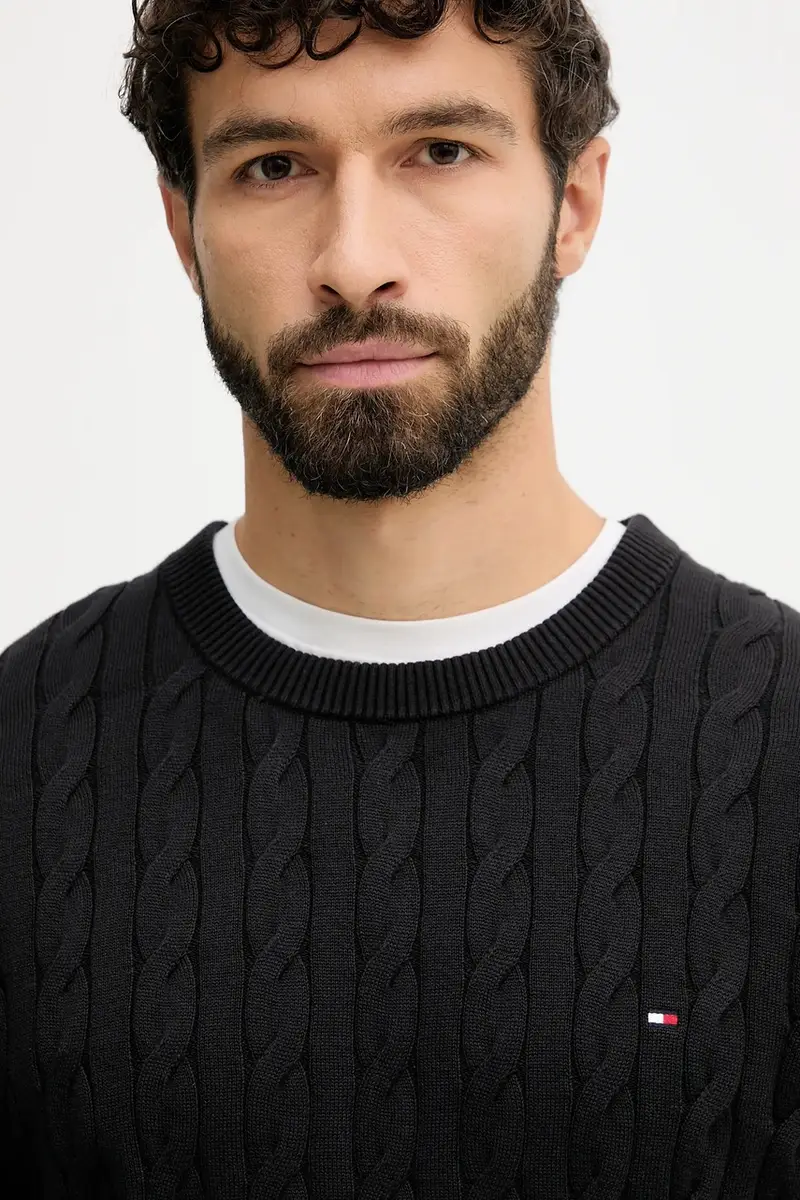 maglione in cotone colore bianco MW0MW33132 Nero miniatura 4