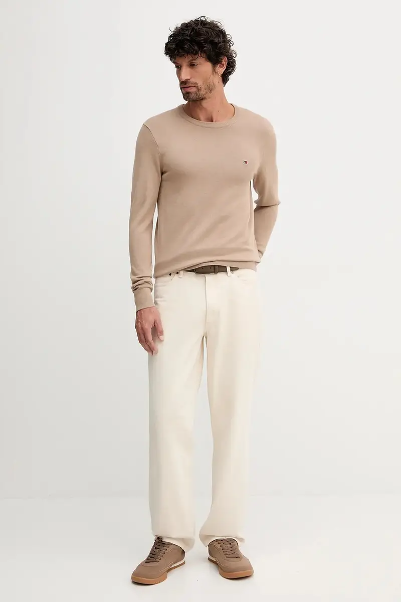 maglione in cotone colore blu MW0MW39999 Beige miniatura 2