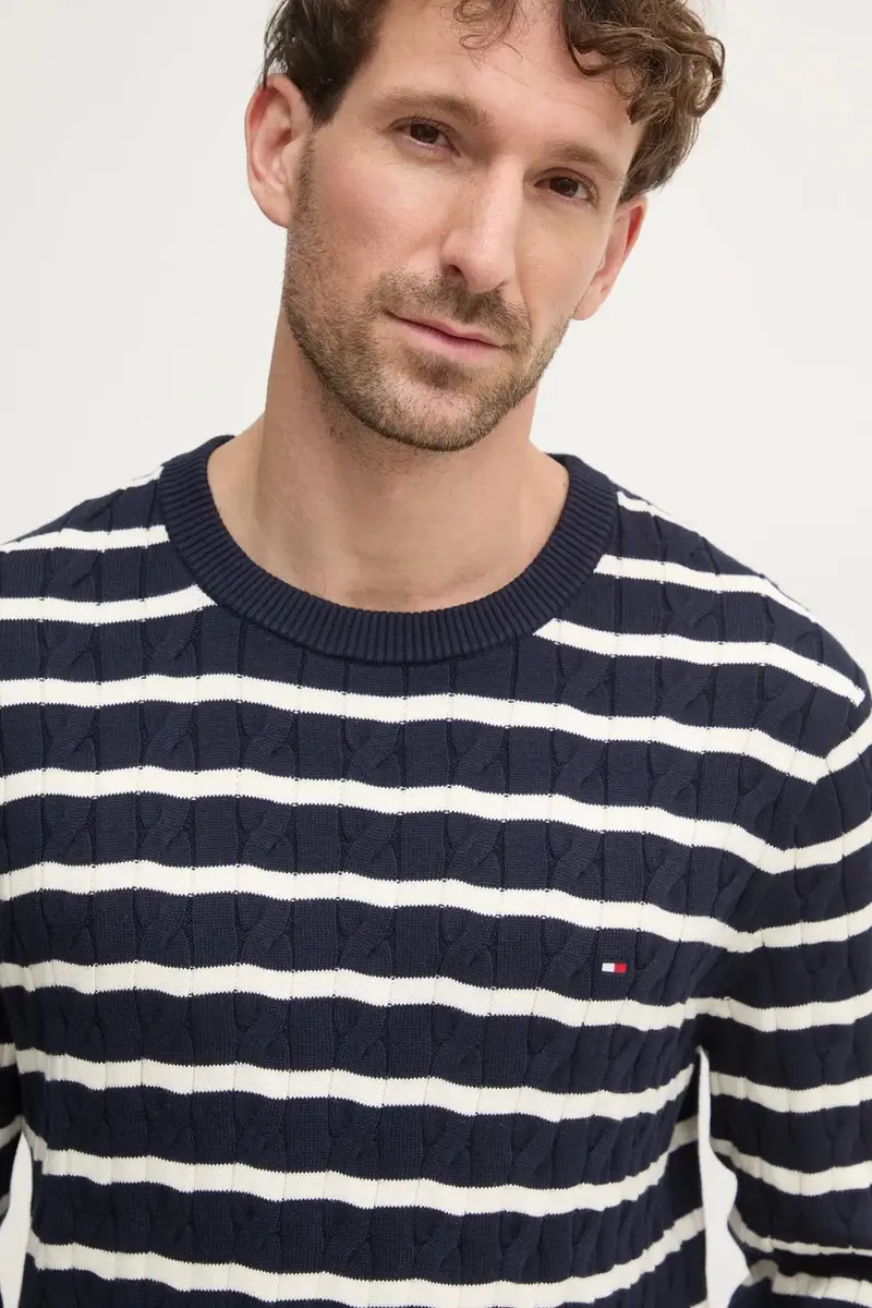 maglione in cotone colore blu navy miniatura 4