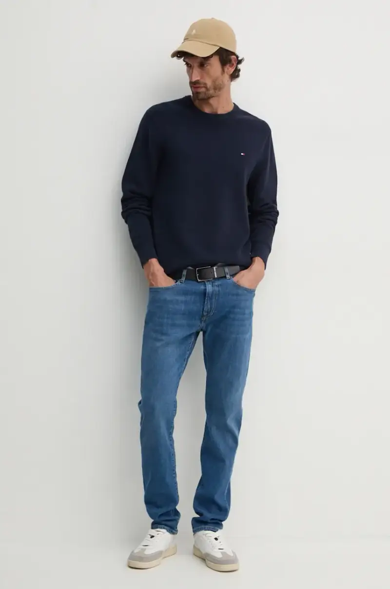 maglione in cotone colore blu navy MW0MW36347 miniatura 2