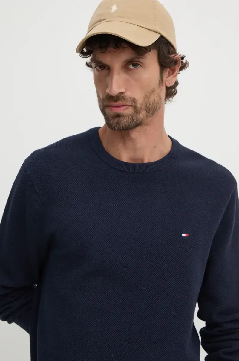 maglione in cotone colore blu navy MW0MW36347 miniatura 4