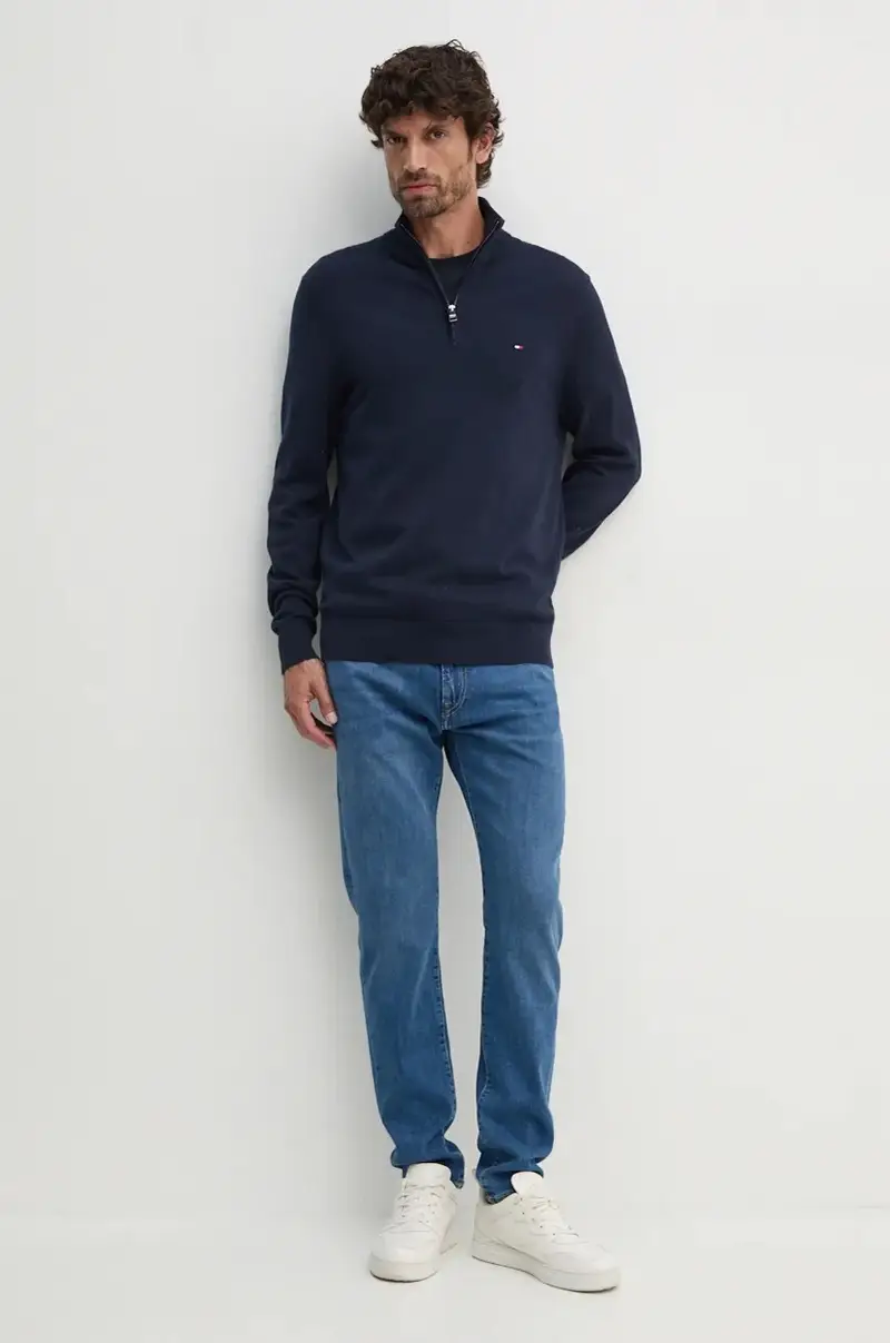 maglione in cotone colore blu navy MW0MW37331 miniatura 2