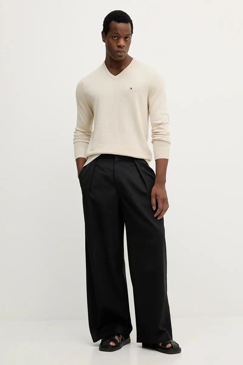 maglione in cotone colore nero MW0MW14745 Beige miniatura 2