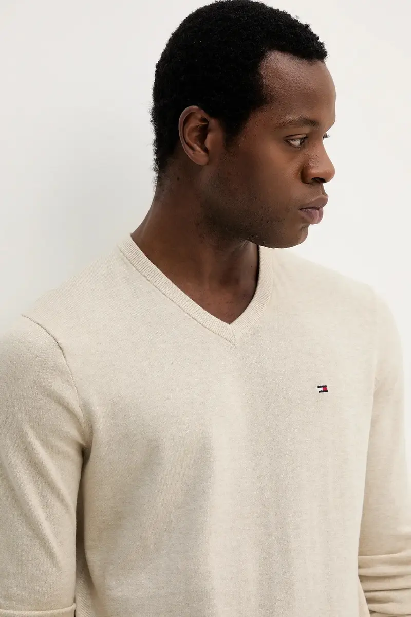 maglione in cotone colore nero MW0MW14745 Beige miniatura 4