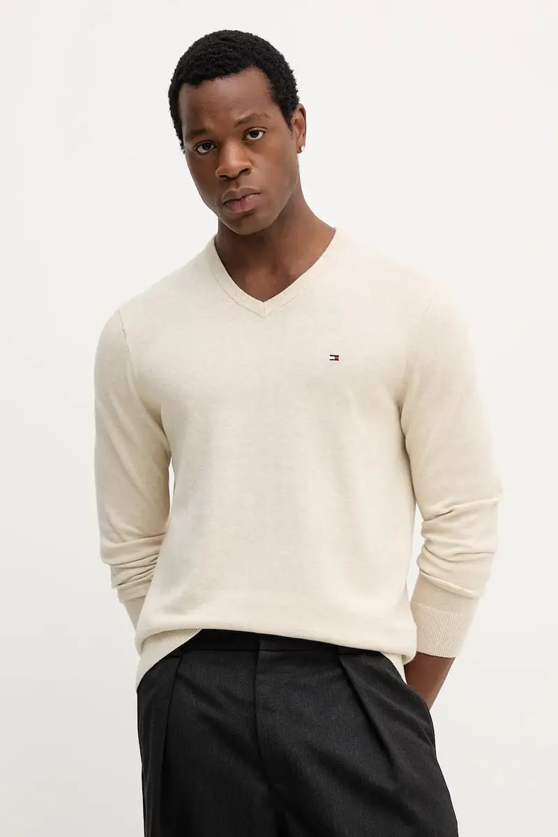 maglione in cotone colore nero MW0MW14745 Beige