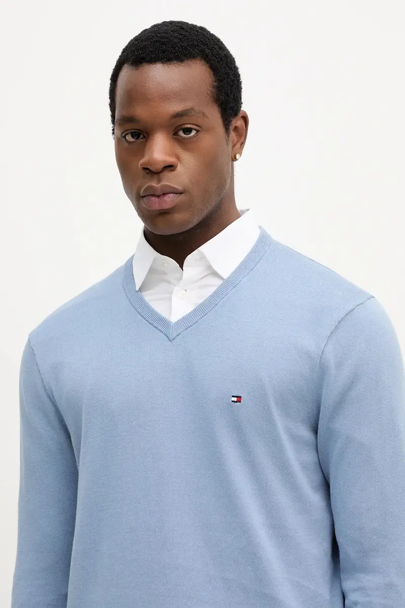 maglione in cotone colore nero MW0MW14745 Blu miniatura 4