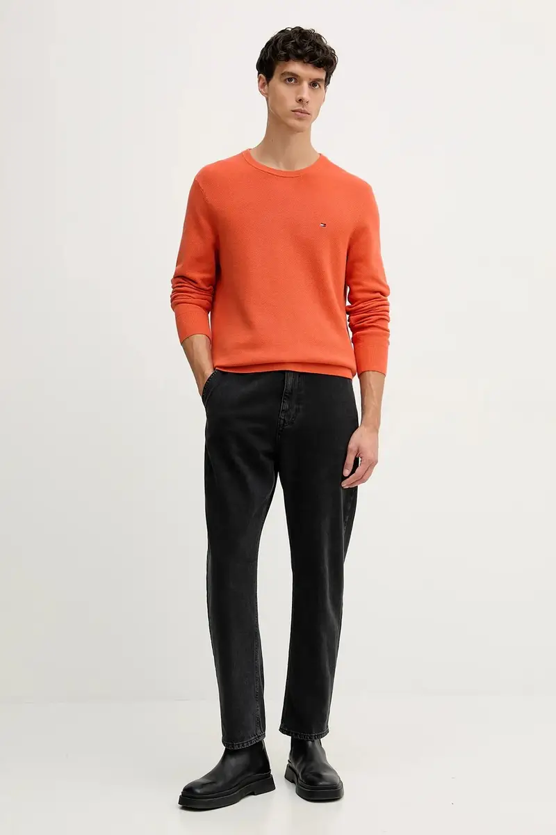 maglione in cotone colore nero MW0MW36347 Arancione miniatura 2