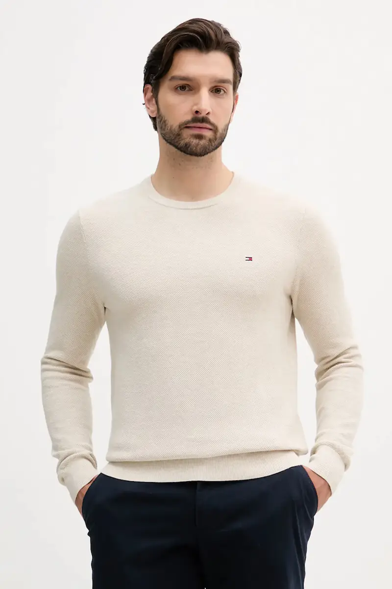 maglione in cotone colore nero MW0MW36347 Beige