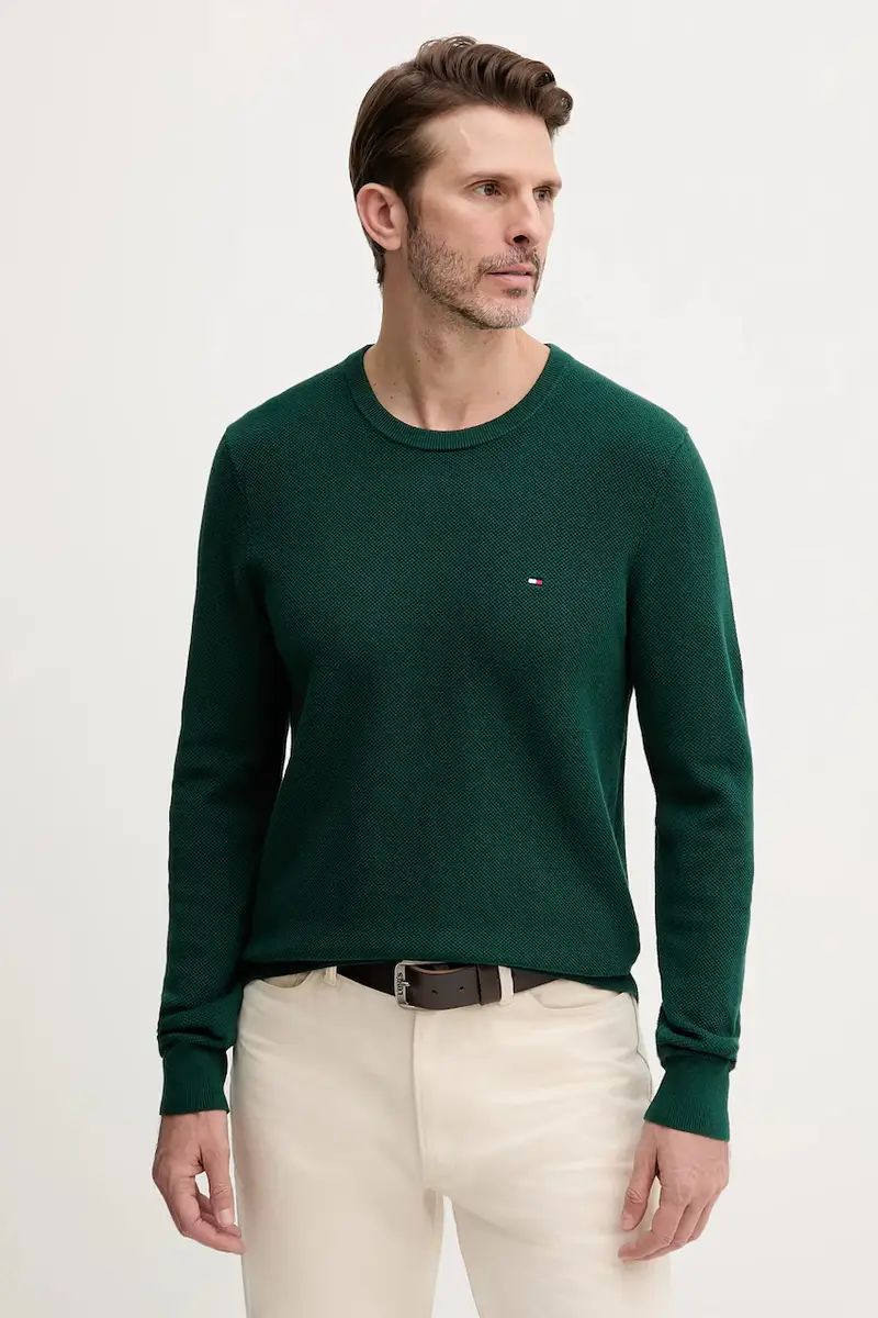 maglione in cotone colore nero MW0MW36347 Turchese