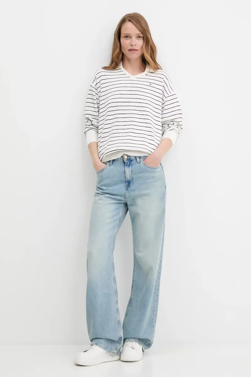 maglione in cotone donna colore bianco WW0WW45695 miniatura 2