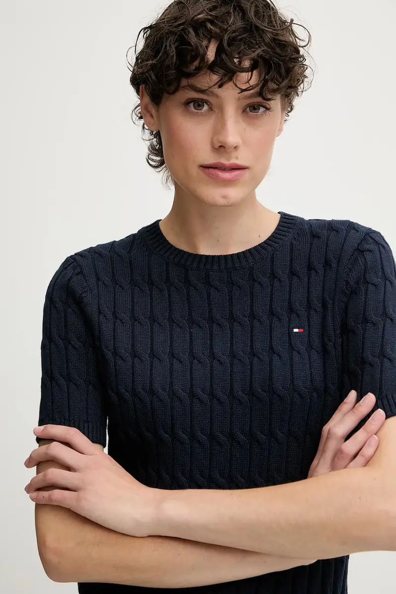 maglione in cotone donna colore blu navy WW0WW45656 miniatura 3