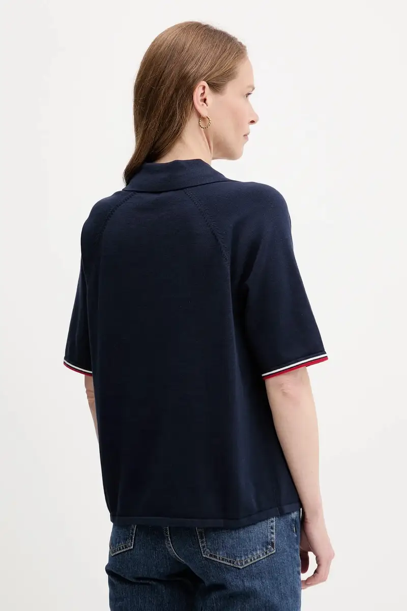 maglione in cotone donna colore blu navy WW0WW45694 miniatura 3