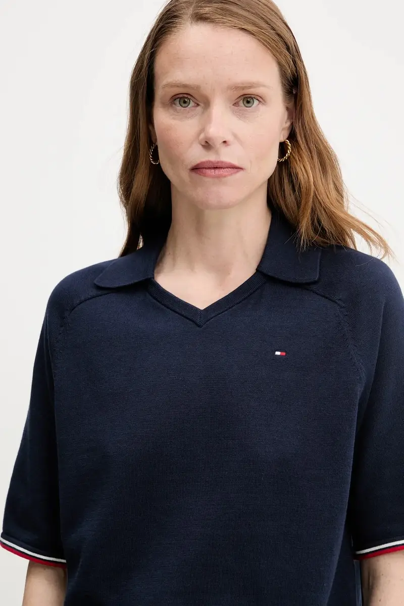 maglione in cotone donna colore blu navy WW0WW45694 miniatura 4