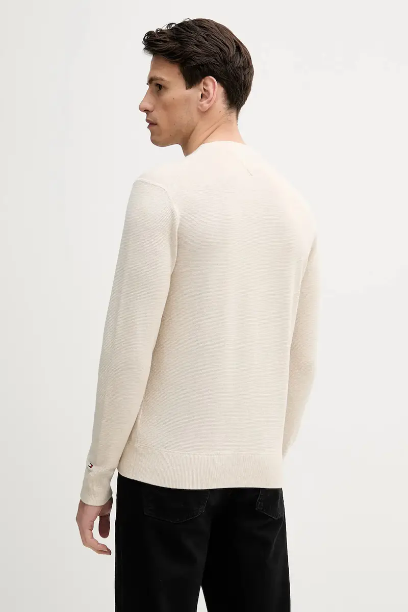 maglione in cotone uomo colore beige MW0MW39533 miniatura 3