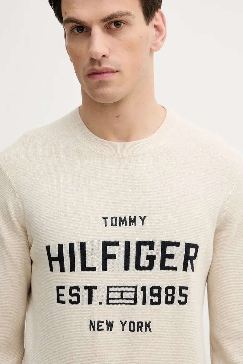 maglione in cotone uomo colore beige MW0MW39533 miniatura 4