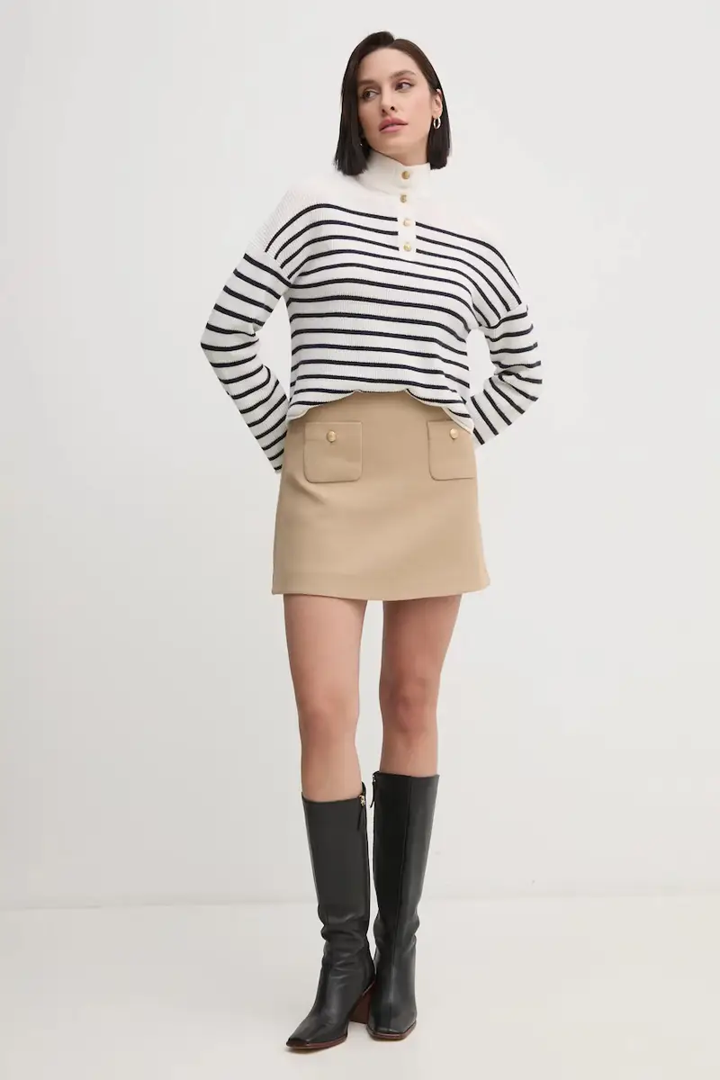 maglione in lana donna colore beige WW0WW44981 miniatura 2