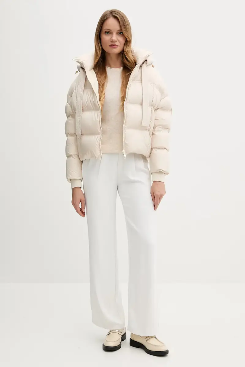 maglione in lana donna colore blu navy WW0WW40264 Beige miniatura 2