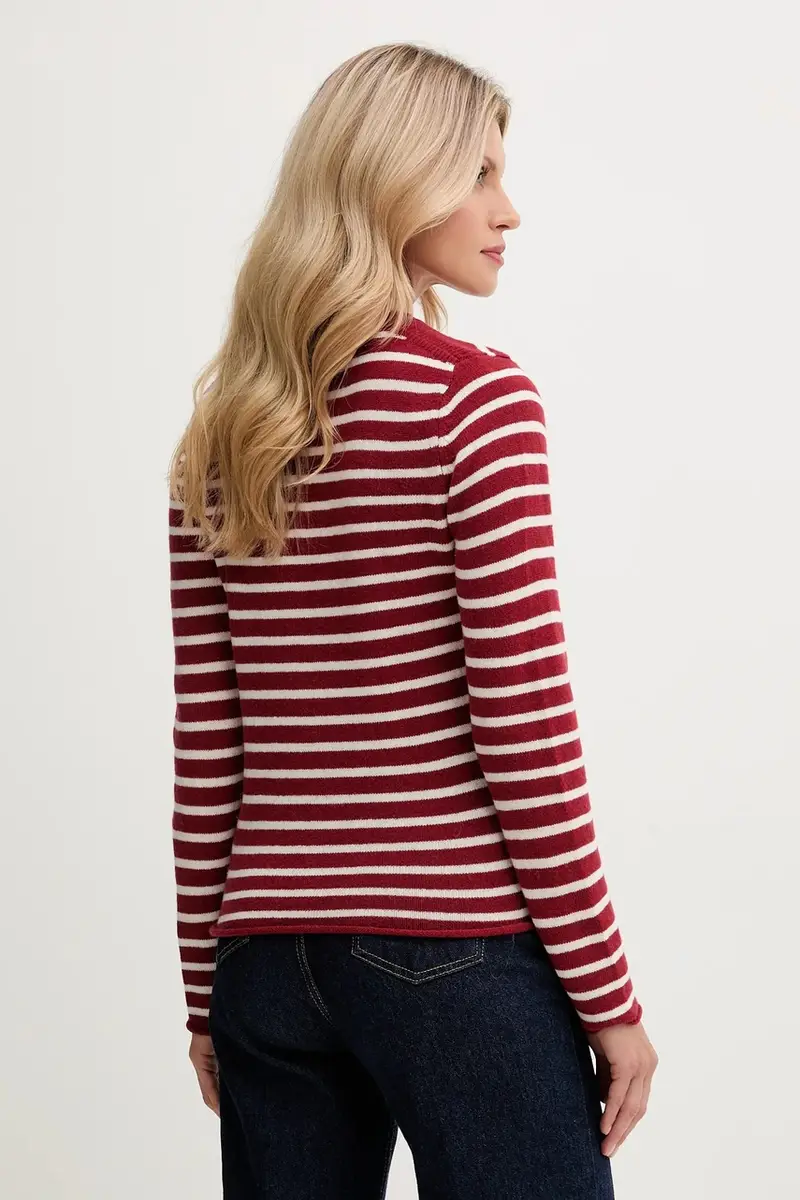 maglione in lana donna colore blu navy WW0WW40264 Rosso miniatura 3